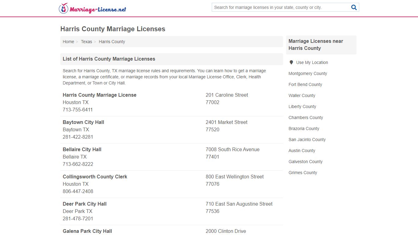 Harris County Marriage Licenses