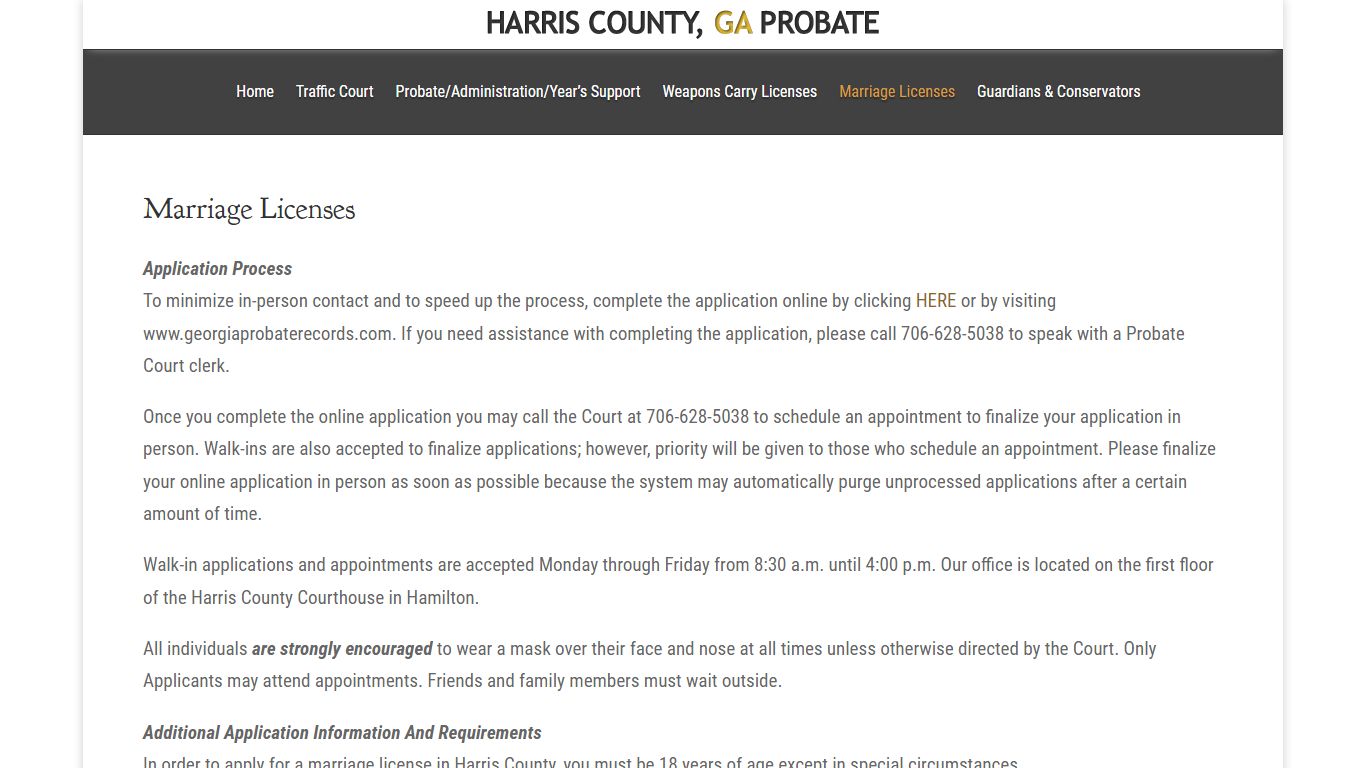 Marriage Licenses | Harris County, GA Probate Court